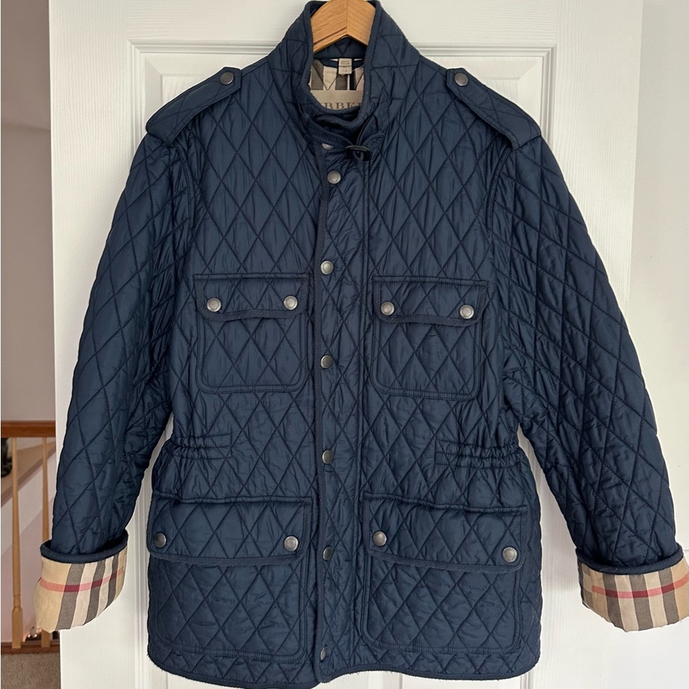 Amazing Navy Burberry Brit quilted coat in XL/TG